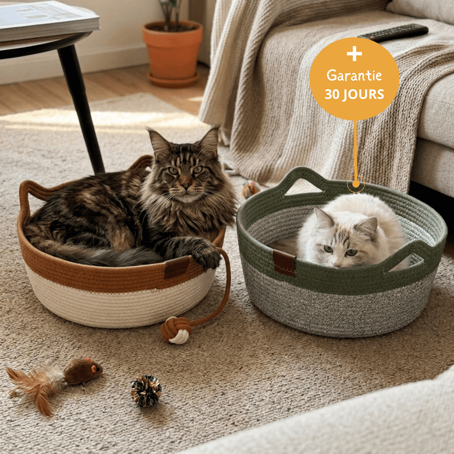 Le Panier Meowlia™ — Couffin en Corde, Griffoir et Refuge Naturel — Taille XL (Ø48cm)